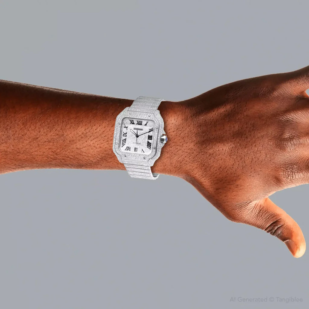 Iced Out Cartier Santos 40mm Diamond Watch